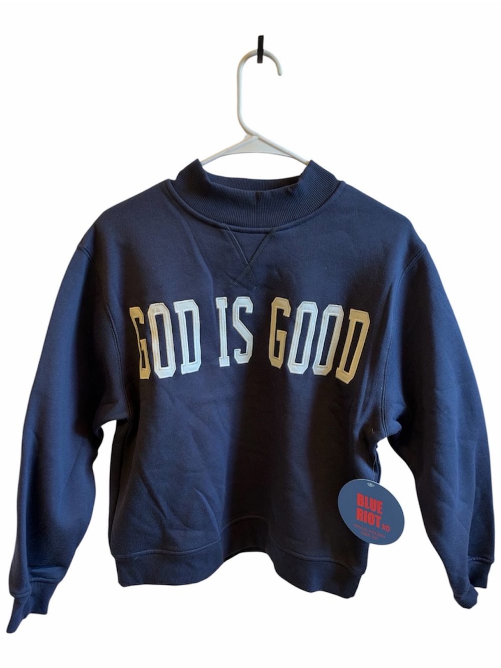 Blue 'God Is Good' Crewneck Sweatshirt